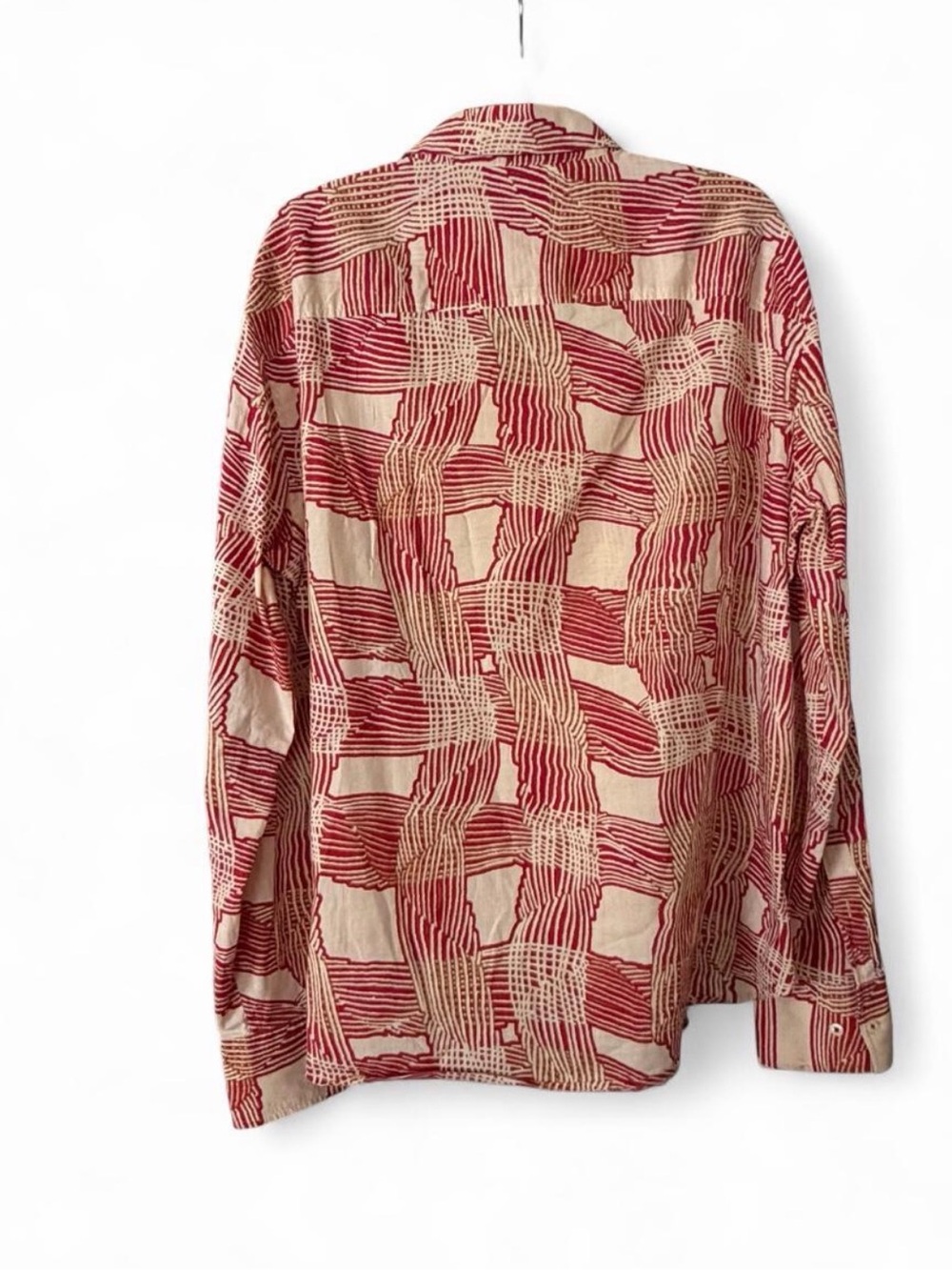 A/X Armani Exchange Red and Cream Abstract Geometric Button-Down Shirt XL - Picture 4 of 7